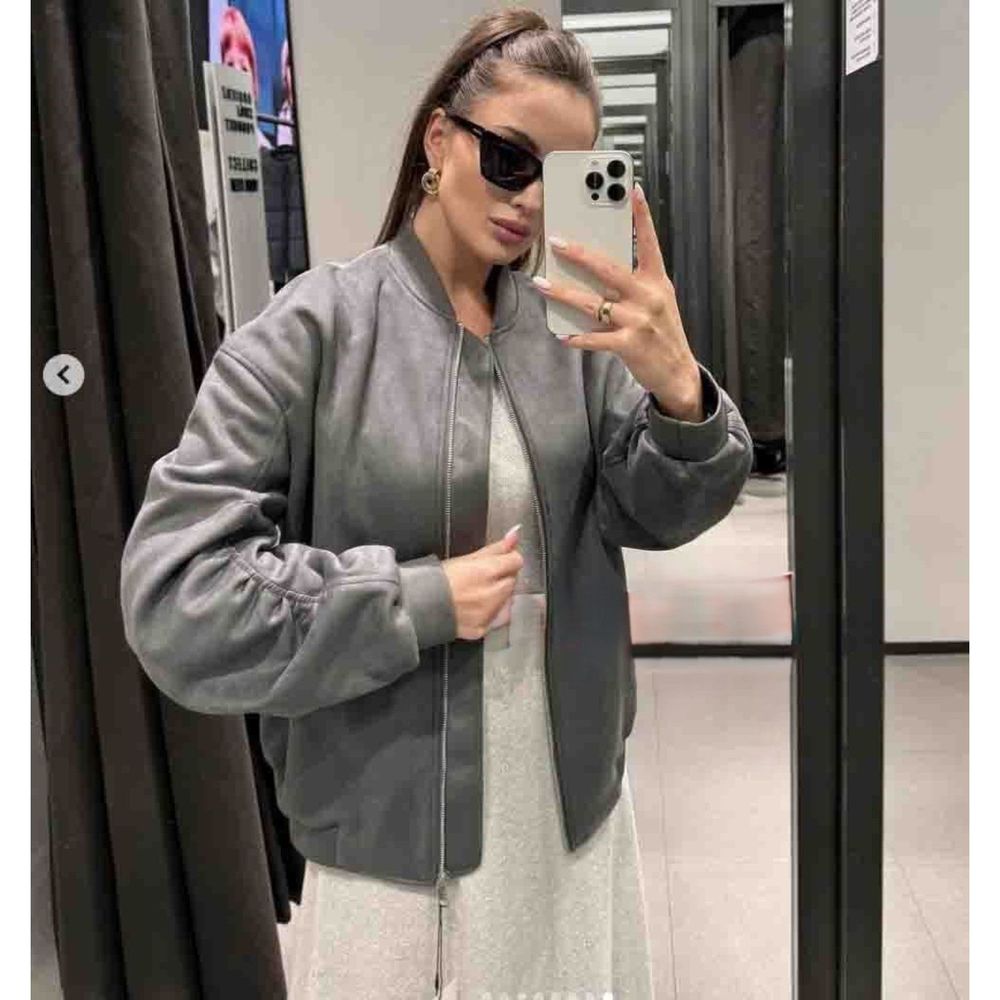 ZARA OVERSIZED FAUX SUEDE BOMBER JACKET